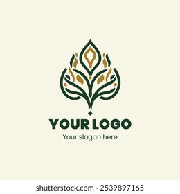 "Elegant Leaf Logo with Intricate Design and Earthy Color Palette"


