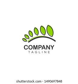 Elegant leaf logo line green color for nature business