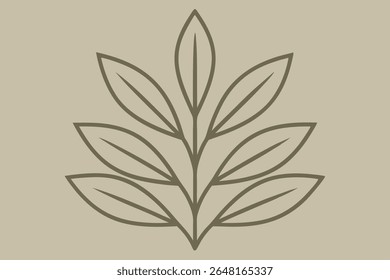 Elegant leaf motif vector illustration on a taupe background