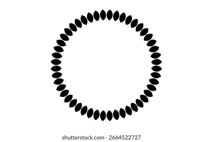 Elegante marco de anillo de hoja – Ilustración vectorial monocromática – Perfecto para papelería de Boda y embalaje de Producto