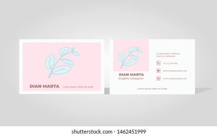 Elegant leaf theme and modern minimalist business card template