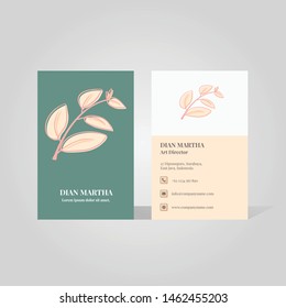 Elegant leaf theme and modern minimalist business card template