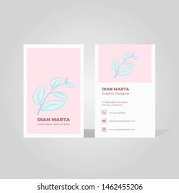 Elegant leaf theme and modern minimalist business card template