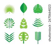 Elegant leaf vector pack with clean minimalist shapes. Includes palm fronds, round leaves, monstera, and modern geometric foliage designs. Great for logos, eco-friendly branding, etc.