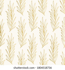 Elegant leaves golden pattern. Vector vintage style illustration.