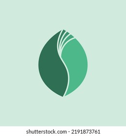 Elegant leaves logo with curved lines. Suitable for company, environment, ecosystem, eco friendly, science, climate change, and biodiversity.