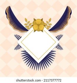 elegant leaves and rhombus frame