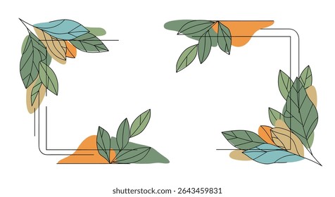 Elegant Leaves and Shapes Frame Design for Nature-Inspired Invitations and Graphic Projects