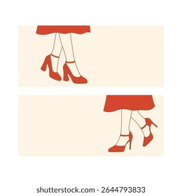 Pernas elegantes em saltos vermelhos Uma ilustração de moda elegante para mídias sociais