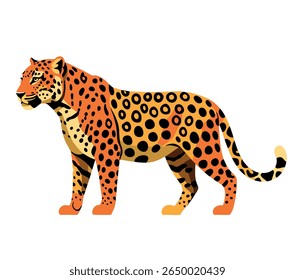 Elegant leopard in colorful vector, ideal for graphic projects and editorial design.
