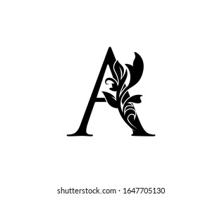 Elegant letter A. Graceful royal style. Calligraphic beautiful logo. Vintage drawn emblem for book design, weeding invitation, brand name, business card, Restaurant, Boutique, Hotel. 
