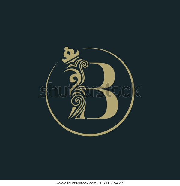 Elegant Letter B With Crown. Graceful Royal Style. Calligraphic ...