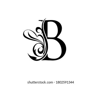 Elegant letter B. Graceful royal style. Calligraphic arts logo. Vintage drawn emblem for book design, brand name, stamp, Restaurant, Boutique, Hotel.  