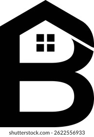 Elegant Letter B with Home Windows Logo Design – A Modern and Creative Symbol Representing Real Estate, Architecture, and Home Living Branding