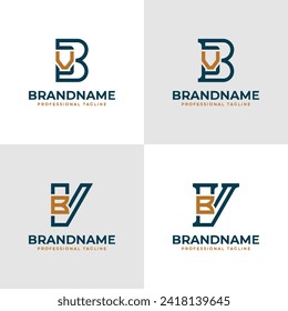 Elegante Carta BV y logotipo de Monograma VB, adecuado para negocios con iniciales BV o VB