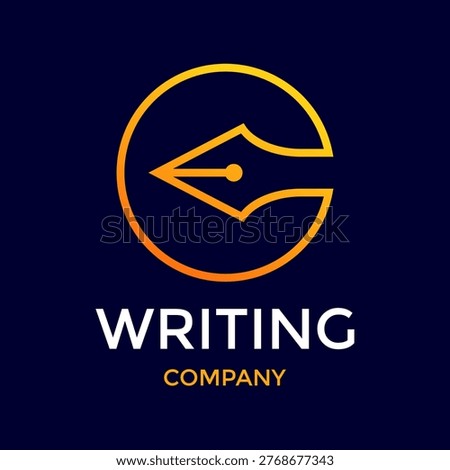 Elegant letter C logo design combined with a classic fountain pen nib for writing and publishing brands.