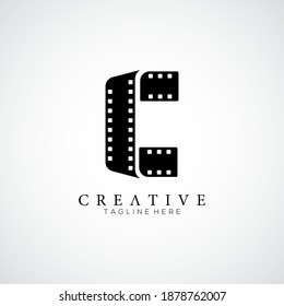 Elegant letter C logo for strip film vector illustration