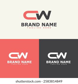  Elegant letter CW logo sets for business identity. Modern logotype, creative logo design for business corporate