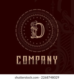 Elegant letter D. Graceful royal style. Calligraphic and Vintage drawn emblem for design, brand name, business card, Restaurant, Boutique, Hotel.