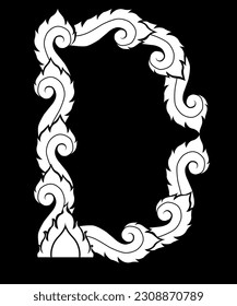Elegant letter D with Thai art elements, Vector.
