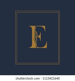 Elegant letter E. Calligraphic beautiful logo. Vintage drawn for book design, brand name, business card, Restaurant, Boutique, Hotel. Vector illustration