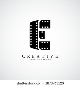 Eleganter Buchstabe E Logo für Streifenfilm, Vektorgrafik