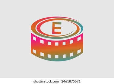 Elegante letra E logo para la Ilustración vectorial de película de tira
