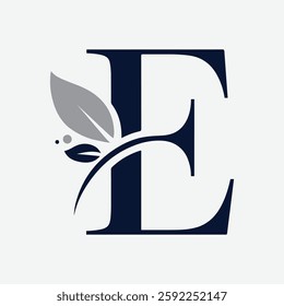 Elegant Letter E with Nature vector icon