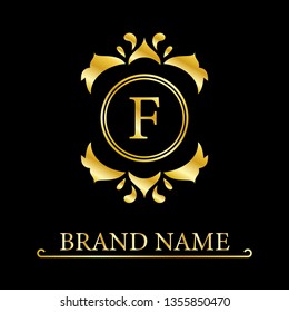 Elegant letter F. Graceful royal style. Calligraphic beautiful logo. Vintage drawn emblem for book design, brand name, business card, Restaurant, Boutique, Hotel. Vector illustration