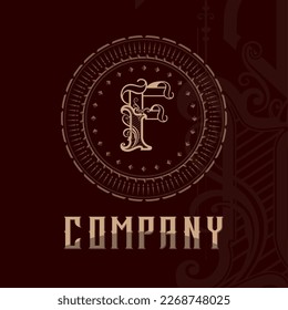 Elegant letter F. Graceful royal style. Calligraphic and Vintage drawn emblem for design, brand name, business card, Restaurant, Boutique, Hotel.