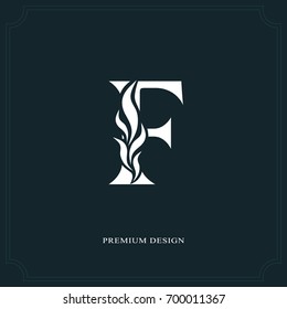 Elegant letter F. Graceful royal style. Calligraphic beautiful logo. Vintage drawn emblem for book design, brand name, business card, Restaurant, Boutique, Hotel. Vector illustration