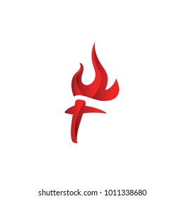 Elegant letter F logo with flame vector