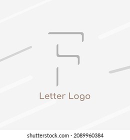 Elegant letter F logo as negative space icon creative