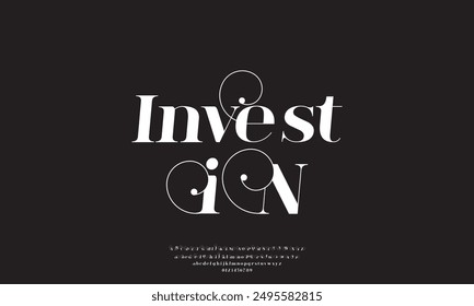 Elegant letter font and tech typeface. Minimal Alphabet set. Creative fonts Logo design for Business.