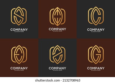 elegant letter with frame line art logo design and business card