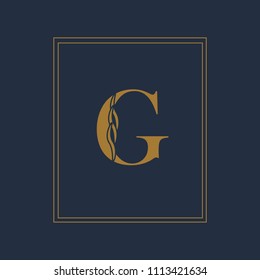 Elegant letter G. Calligraphic beautiful logo. Vintage drawn for book design, brand name, business card, Restaurant, Boutique, Hotel. Vector illustration