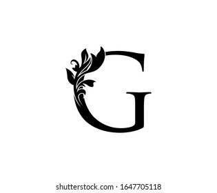 Elegant letter G. Graceful royal style. Calligraphic beautiful logo. Vintage drawn emblem for book design, weeding invitation, brand name, business card, Restaurant, Boutique, Hotel. 