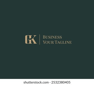 Elegant letter GK abstract minimal logo design concept vector illustration