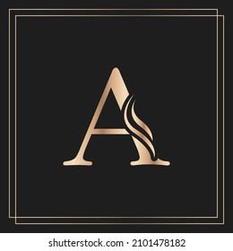 Elegant letter A Graceful Royal Calligraphic Beautiful Logo. Vintage Gold Drawn Emblem for Book Design, Brand Name, Business Card, Restaurant, Boutique, or Hotel