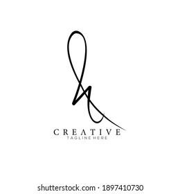 Elegant Letter H Black Handwriting Signature Logo Design Template