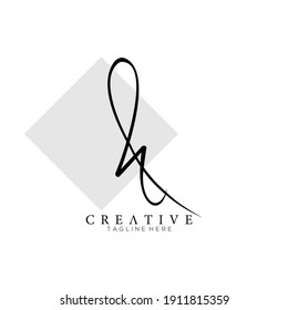Elegant Letter H Black Handwriting Signature Logo Design Template with Rhombus Background