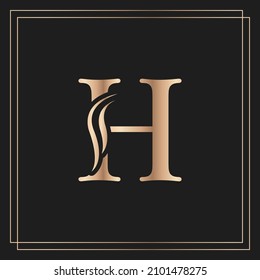 Elegant letter H Graceful Royal Calligraphic Beautiful Logo. Vintage Gold Drawn Emblem for Book Design, Brand Name, Business Card, Restaurant, Boutique, or Hotel