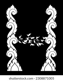 Elegant letter H with Thai art elements, Vector.