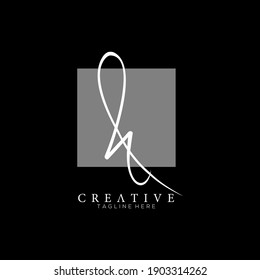 Elegant Letter H White Handwriting Signature Logo Design Template with Square Background