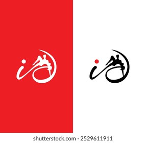 Elegant Letter id Couple Dance Logo Design with Flowing Silhouette for Creative Branding