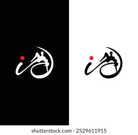 Elegant Letter id Couple Dance Logo Design with Flowing Silhouette for Creative Branding