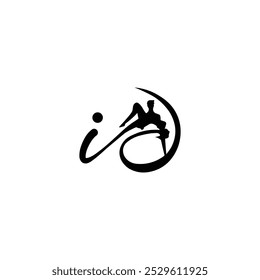 Elegant Letter id Couple Dance Logo Design with Flowing Silhouette for Creative Branding