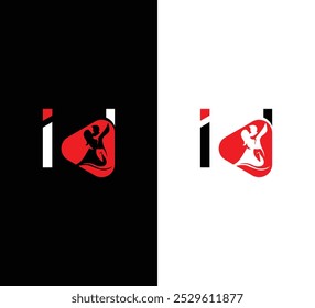 Elegant Letter id Dance Logo Design with Flowing Silhouette for Creative Branding