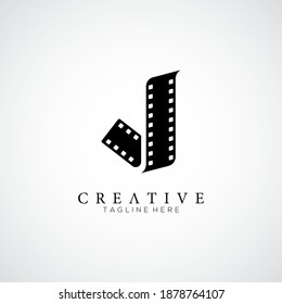 Elegant letter J logo for strip film vector illustration