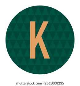 An elegant letter K prominently displayed on a geometric dark green background with subtle gold accents. Perfect for branding, logo design, or decorative elements.